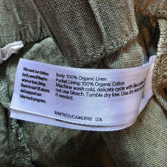 Eileen Fisher Organic Linen Green Pants Size XL - Picture 7 of 12